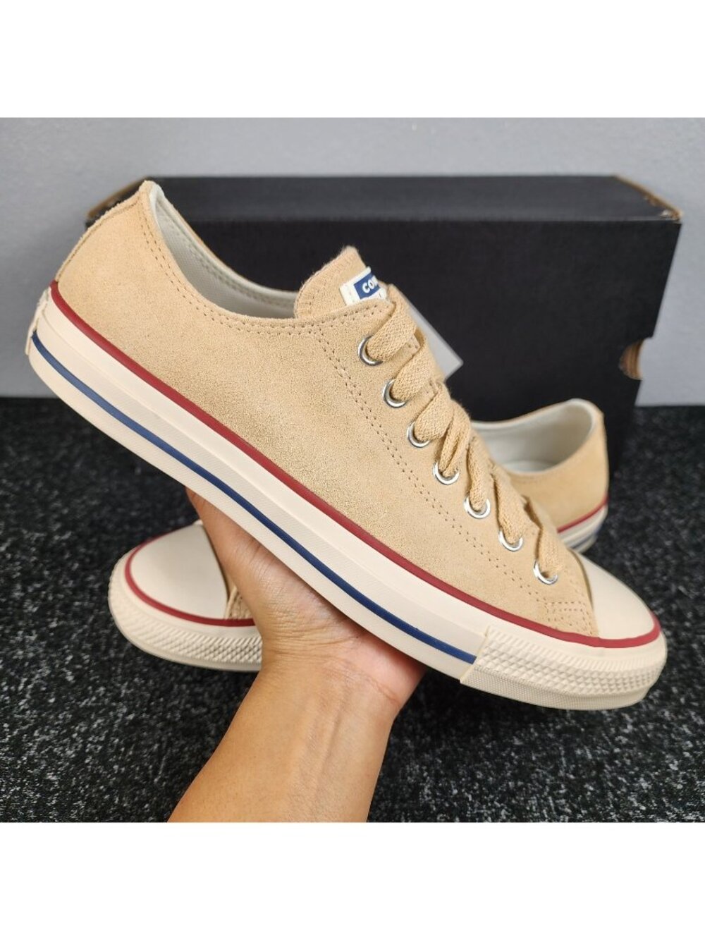 NEW Converse CTAS Low Suede Sneakers Women's Size 9.5 Nude Neutral Casual Shoes